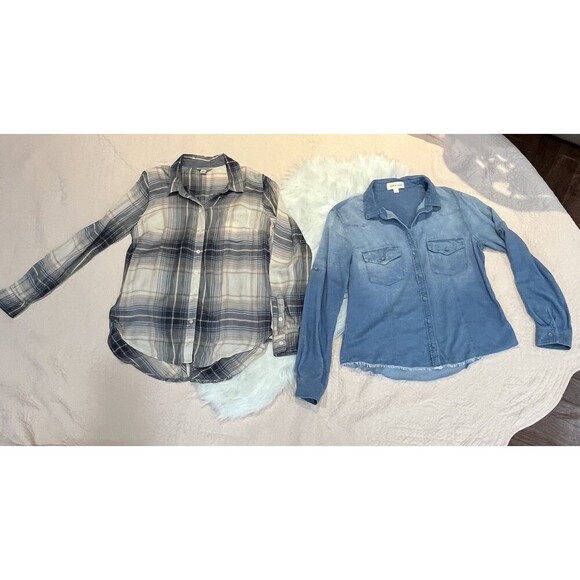 LOT of 3! Women Flannel Lucky Brand Cloth & Stone Joy Joy 2 Tops/1 Cardigan Sz S - Picture 8 of 16
